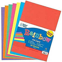 Baker Ross AV535 A4 Rainbow Coloured Card (220gsm), Perfect for Children's Art & Craft Activities, Collages, Model Making and More (Pack of 50), Asso