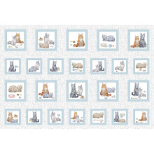 Custom Cats Kitten Blocks Cotton Quilting Fabric 68cm x 110cm - 24 Blocks
