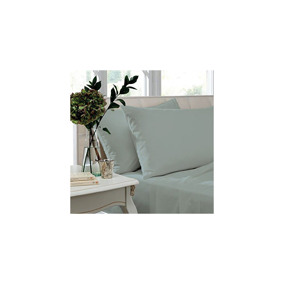 Catherine Lansfield Easy Iron Percale Pillow case with envelope closure 2 Pack in Duck Egg Blue | Size: Standard Pillow Case - Image 6