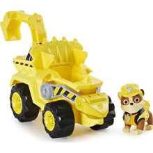 PAW PATROL 6059519 Dino Rescue Rubble's Deluxe Rev Up Vehicle with Mystery Dinosaur Figure, Grey