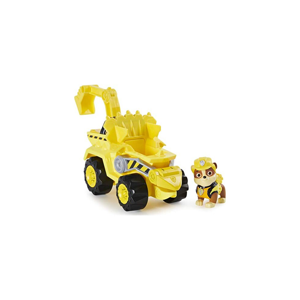 New Paw Patrol 6059519 Dino Rescue Rubble's Deluxe Rev Up Vehicle With Mystery Dinosaur Figure, Grey