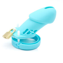Blue Silicone Cock Cage with Padlock