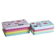 Premier Housewares Kitchen Storage Tin, Rectangular, Multi-Colour, Set of 2 - Fun Times