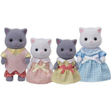 SYLVANIAN FAMILIES - Perserkatzenfamilie - 4 bewegliche und gekleidete Figuren - Für Kinder ab 3 Jahren