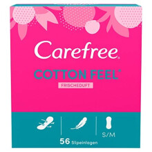 Carefree Cotton Feel Panty Liners with Fresh Scent, 100% Breathable Panty Liners for a Long Lasting Freshness in Size: S/M (5 Packs of 56)