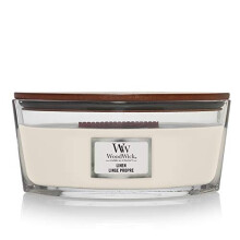 Woodwick Ellipse Scented Candle with Crackling Wick | Linen | Up to 50 Hours Burn Time Glass, White