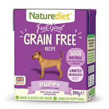 Naturediet Feel Good Grain Free Complete Wet Dog Food Puppy Tetra Pack, 18 x 390 g