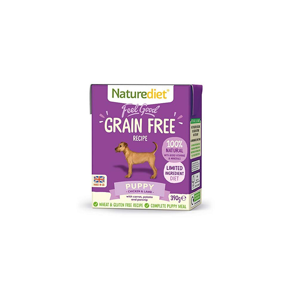 Naturediet Feel Good Grain Free Complete Wet Dog Food Puppy Tetra Pack, 18 x 390 g