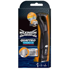 Wilkinson Sword Quattro Titanium Precision Men's Razor - 4-Blade Titanium-Coated for a Close, Comfortable Shave