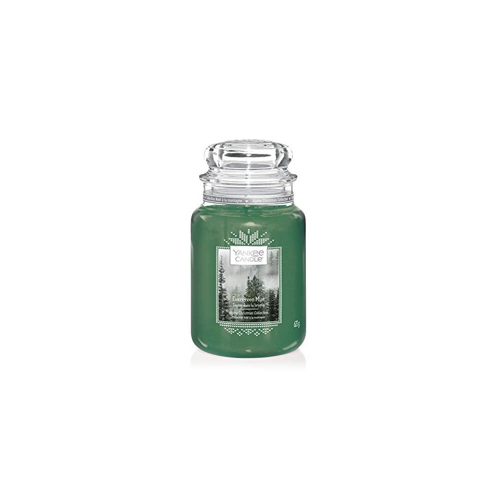 Yankee Candle Large Jar Scented Candle, Evergreen Mist, Alpine Christmas Collection, Up to 150 Hours Burn Time