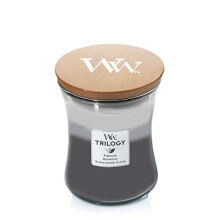 WoodWick Hourglass Scented Trilogy Candle with Pluswick Innovation, Warm Woods, Medium