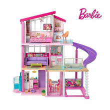 Barbie Estate Dreamhouse Adventures Large Three-Story Dolls House, Pink with Transforming Accessories Included Playset, 2019 Dreamhouse