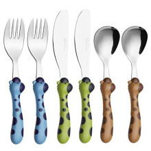 Exzact Children's Cutlery Stainless Steel 6pcs Set/Kids Cutlery/Toddler Utensils/Flatware - 2 x Forks, 2 x Safe Dinner Knives, 2 x Dinner Spoons (Gir