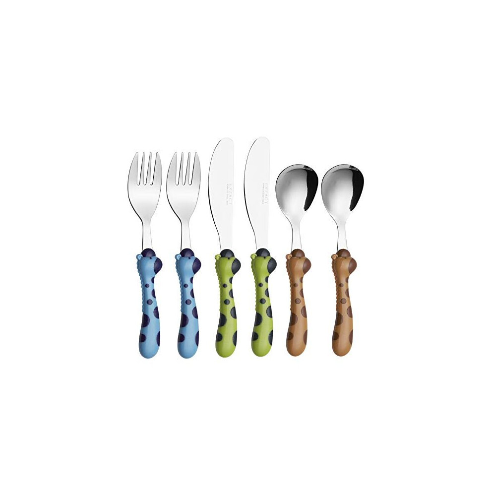 Children's Cutlery Stainless Steel 6Pcs Set/Kids Cutlery/Toddler Utensils/Flatware - 2 X Forks, 2 X Safe Dinner Knives, 2 X Dinner Spoons (Gir Exzact