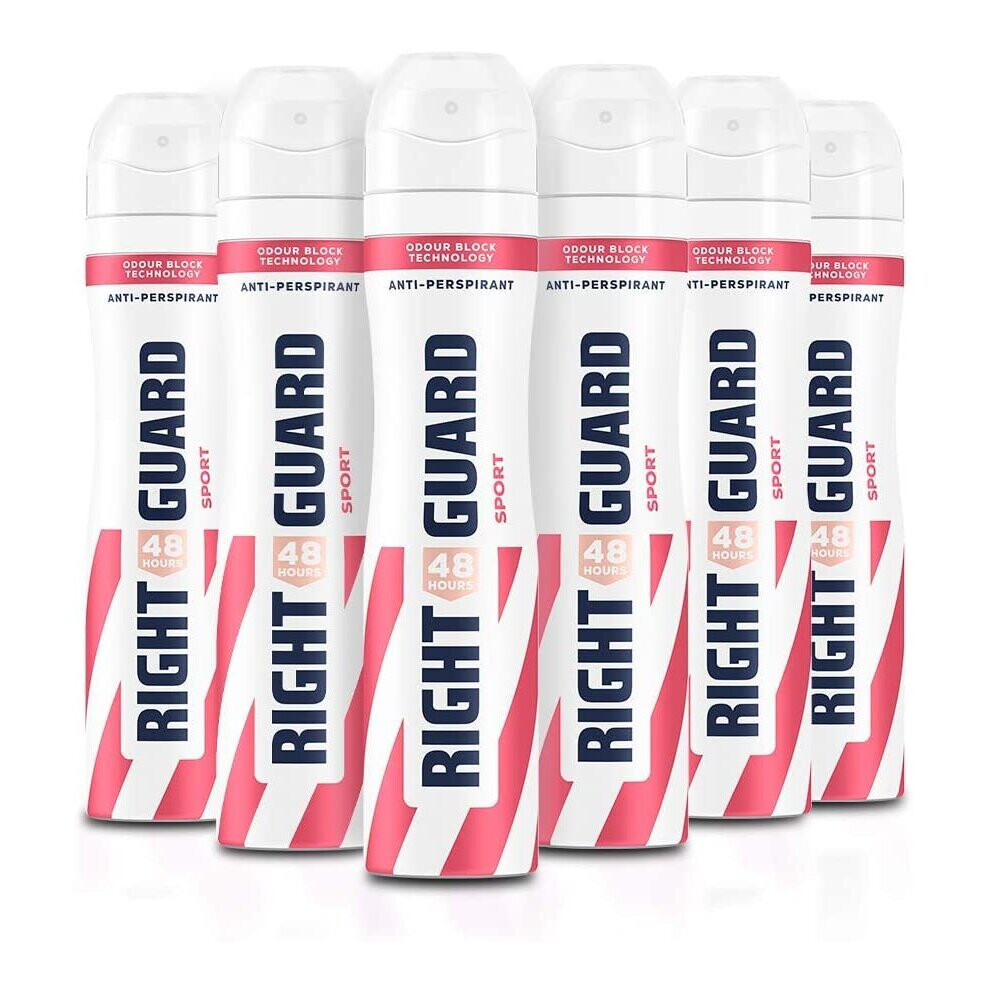 Right Guard Womens Deodorant, Total Defence 5 Sport 48H High,  6 x 250ml Multipack