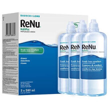 ReNu MultiPlus Multi-Purpose Contact Lens Solution, 3 x 240ml | For Soft Contact Lenses | Moisturise, Remove Protein, Clean, Disinfect, Lubricate, Ri
