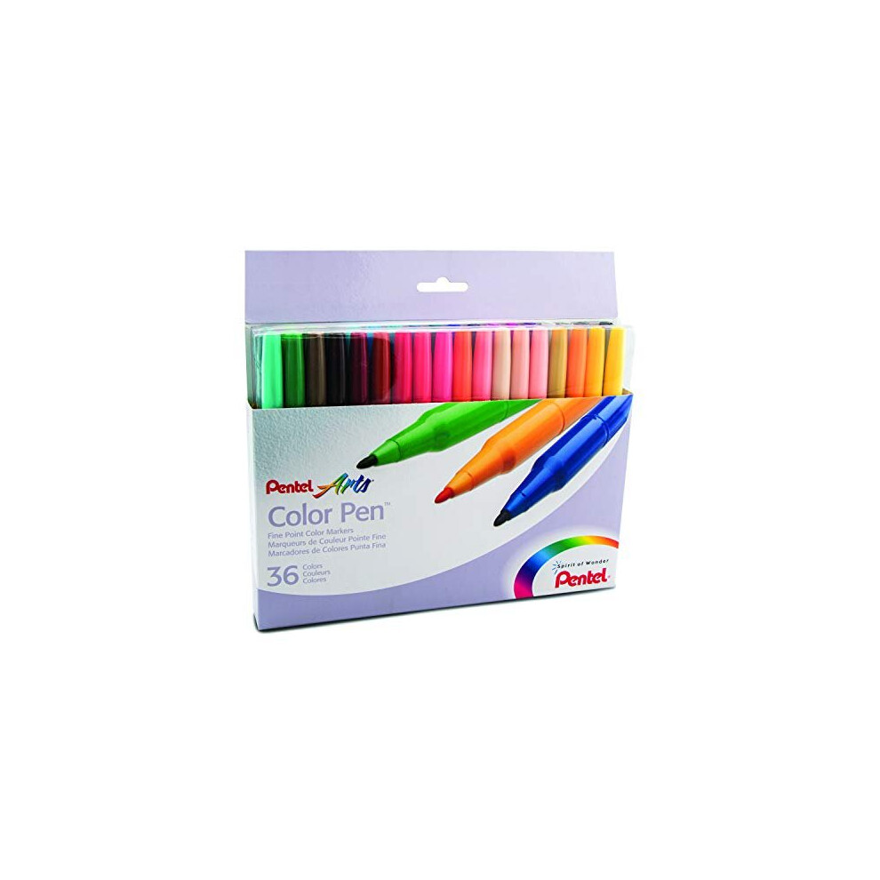 Pentel S360-36 Felt Tip Colour Pen 36-Piece Set Assorted