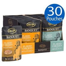 HiLife Banquet Cibo per cani Riso e pollo e tonno/Riso e zucca, 30 buste da 100 g