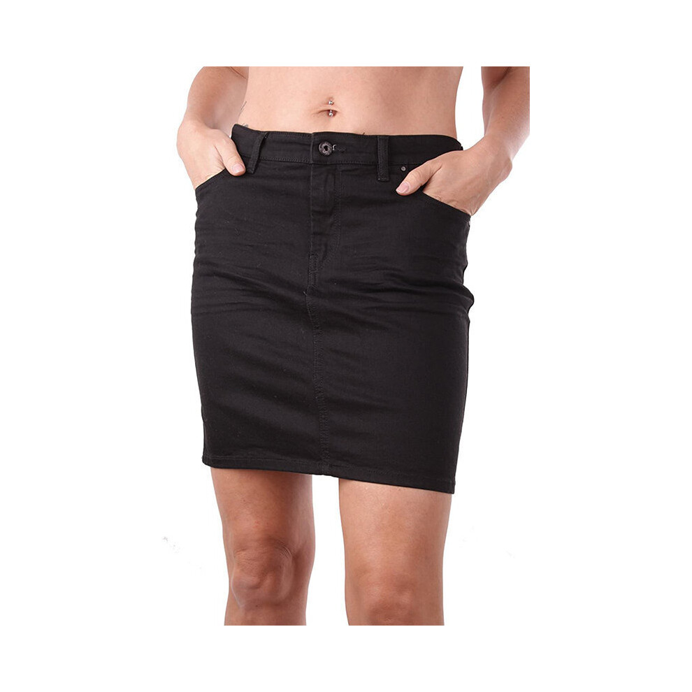 (W27) DIESEL R MODUNG RHLPA Womens Denim Jeans Skirt Black Bodycon Tube Pencil Shorts