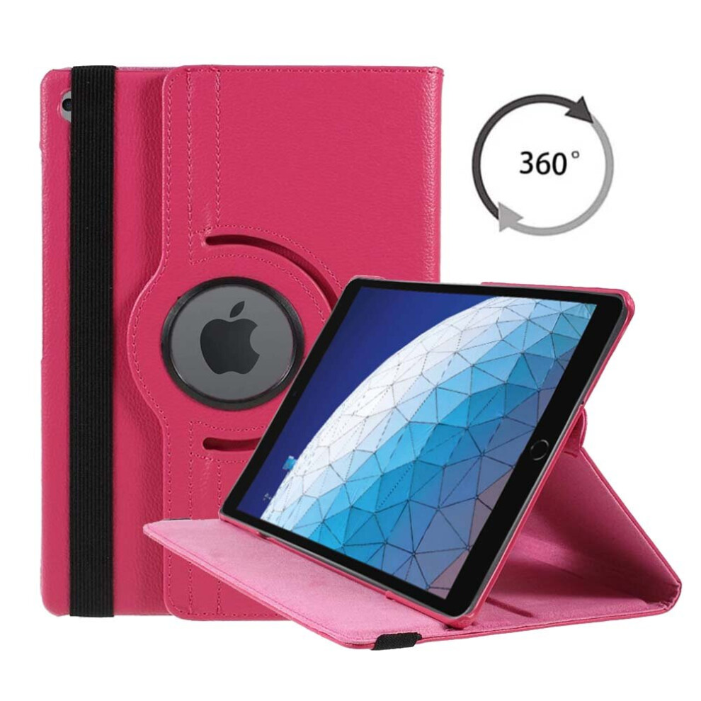 (Pink) Case For Apple iPad 10.2in 2020 8th Generation PU Leather 360 Degree Rotating Cover