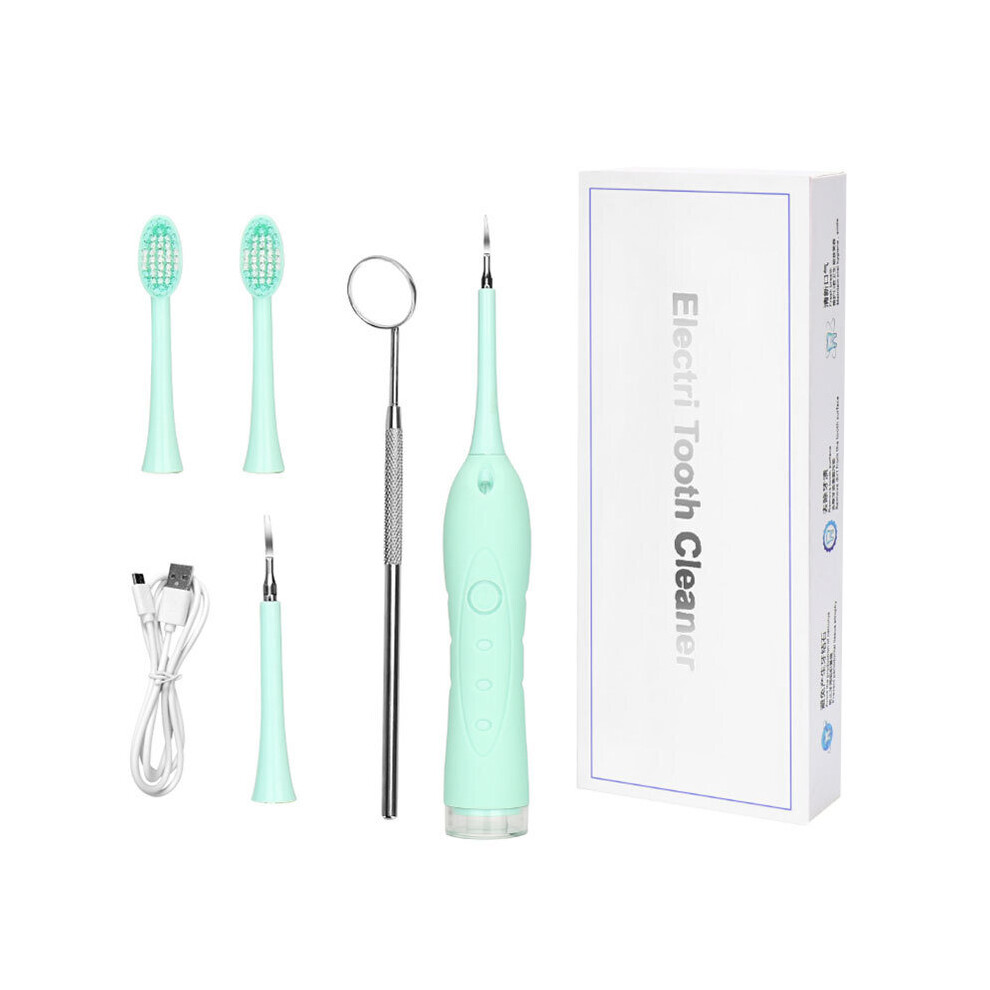 Green (Green) Electric Plaque Remover Teeth Ultrasonic Tooth Cleaner Set
