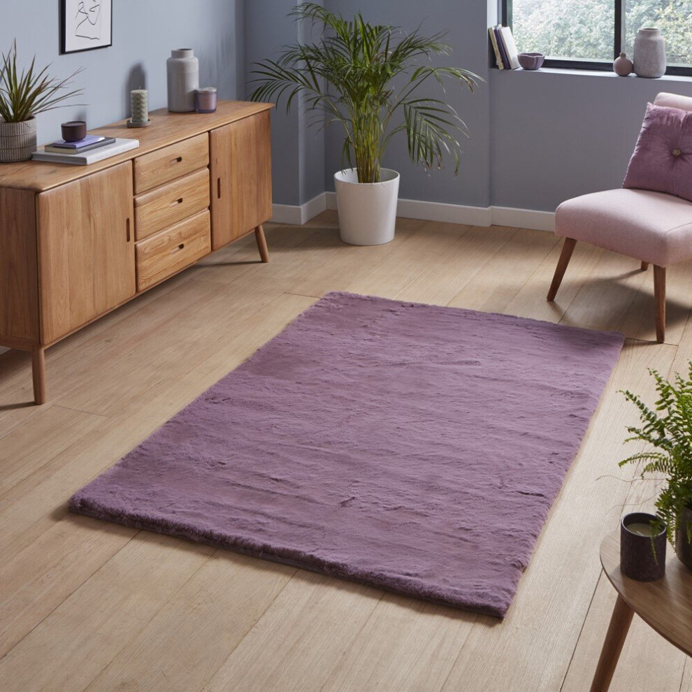 (60x120cm) Teddy Shaggy Rugs in Lavender Soft Plain Polyester Mats