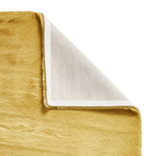 Think Rugs (80x150cm) Teddy Shaggy Rugs in Yellow Soft Plain Polyester Mats 2
