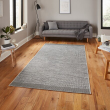 (160x230cm) Stitch 9682 Indoor Outdoor Rug in Grey Black Durable Weatherproof Mats