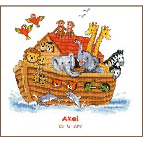 Vervaco F?dselsoptegnelse Noah's Ark Counted Cross Stitch Kit Multi-Color