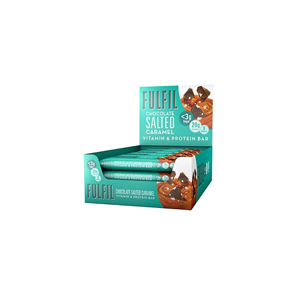 FULFIL Vitamin and Protein Bar (15 x 55g Bars) — Chocolate Salted Caramel Flavour — 20g Protein, 9 Vitamins, Low Sugar 