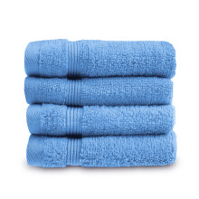 (Cornish Blue) Allure Zero Twist Egyptian Cotton 4 Pack Face Cloths Flannels