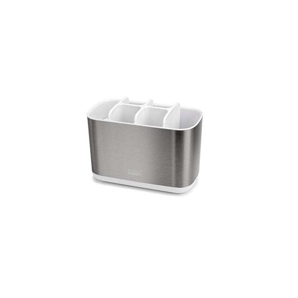 Joseph Joseph Bathroom Easy-Store Steel Toothbrush Caddy, Large- /Steel White