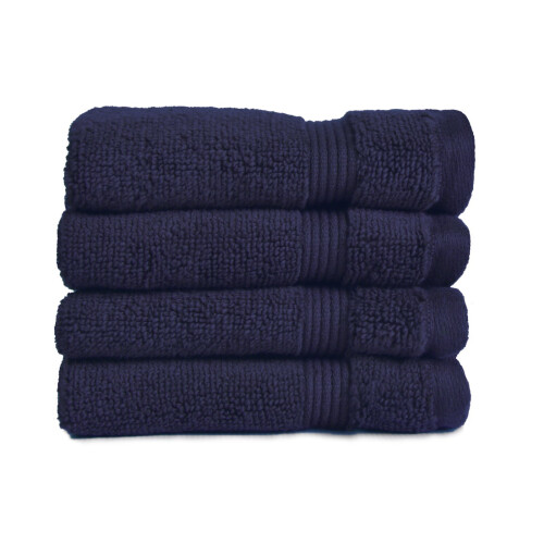 (Navy) Allure Zero Twist Egyptian Cotton 4 Pack Face Cloths Flannels
