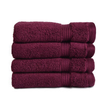 (Beetroot) Allure Zero Twist Egyptian Cotton 4 Pack Face Cloths Flannels