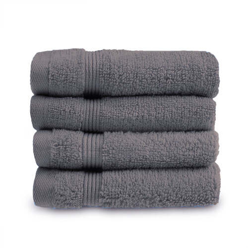 (Charcoal) Allure Zero Twist Egyptian Cotton 4 Pack Face Cloths Flannels
