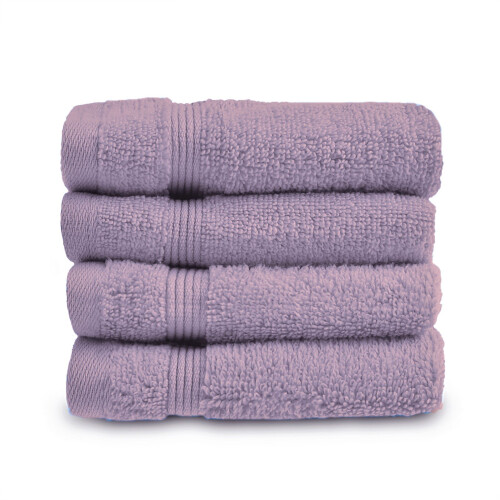 (Heather) Allure Zero Twist Egyptian Cotton 4 Pack Face Cloths Flannels