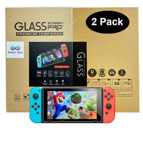 Nintendo Switch Console Premium Tempered 9H Glass Screen Protector x 2