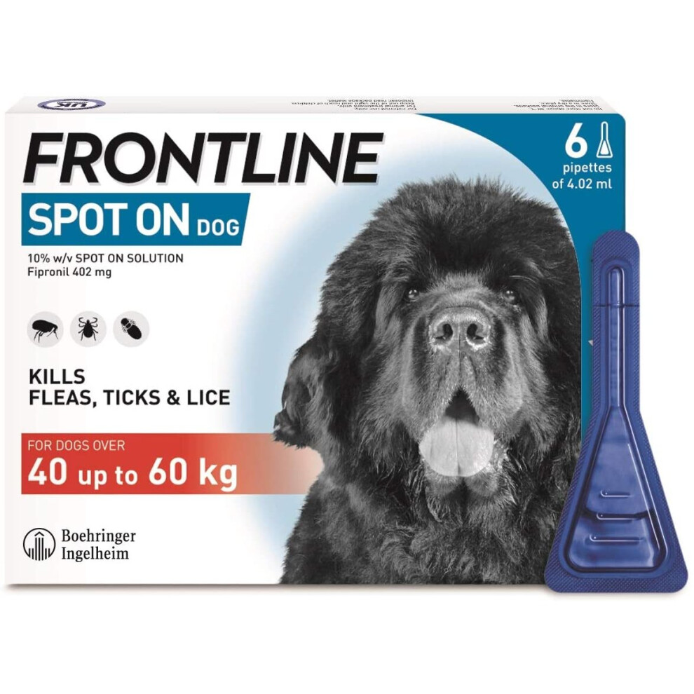 Frontline Spot On Extra Large Dog 40kg+ 6 Pipettes