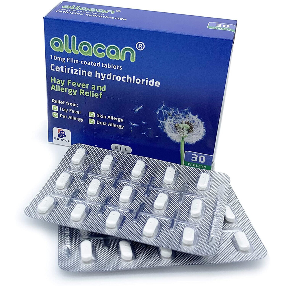 3 Months Supply Allacan Cetirizine Hayfever Allergy Tablets 30 x 3