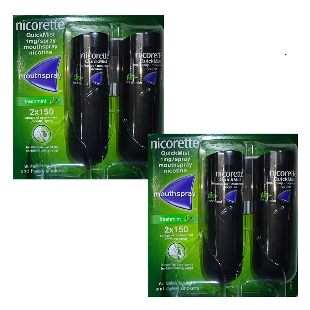 2 x Nicorette QuickMist Duo Freshmint 1mg Mouth Spray (4 x 150 Sprays)