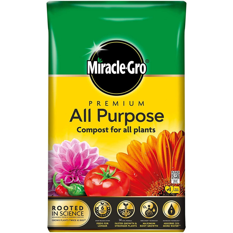 Miracle-Gro All Purpose Enriched Compost 40L Home Garden Planting Growing Soil