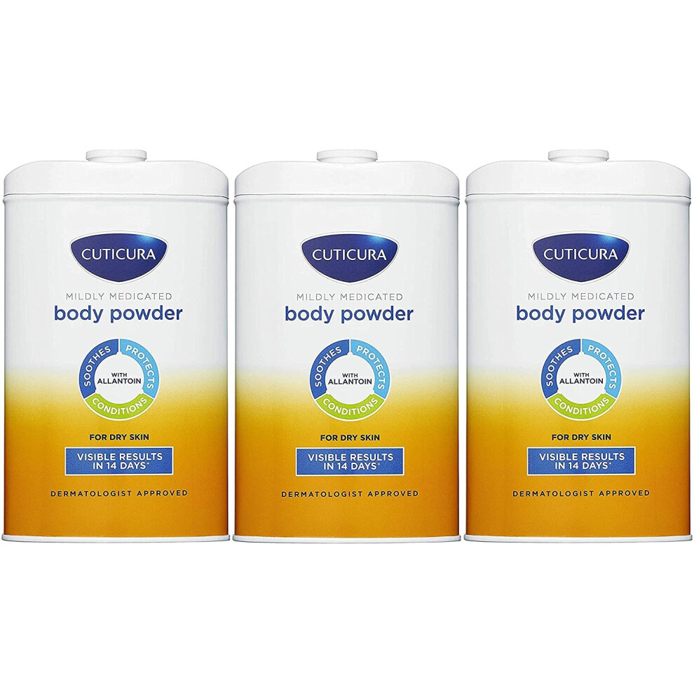 THREE PACKS of Cuticura Talcum Powder Mildly Medicated x 250g