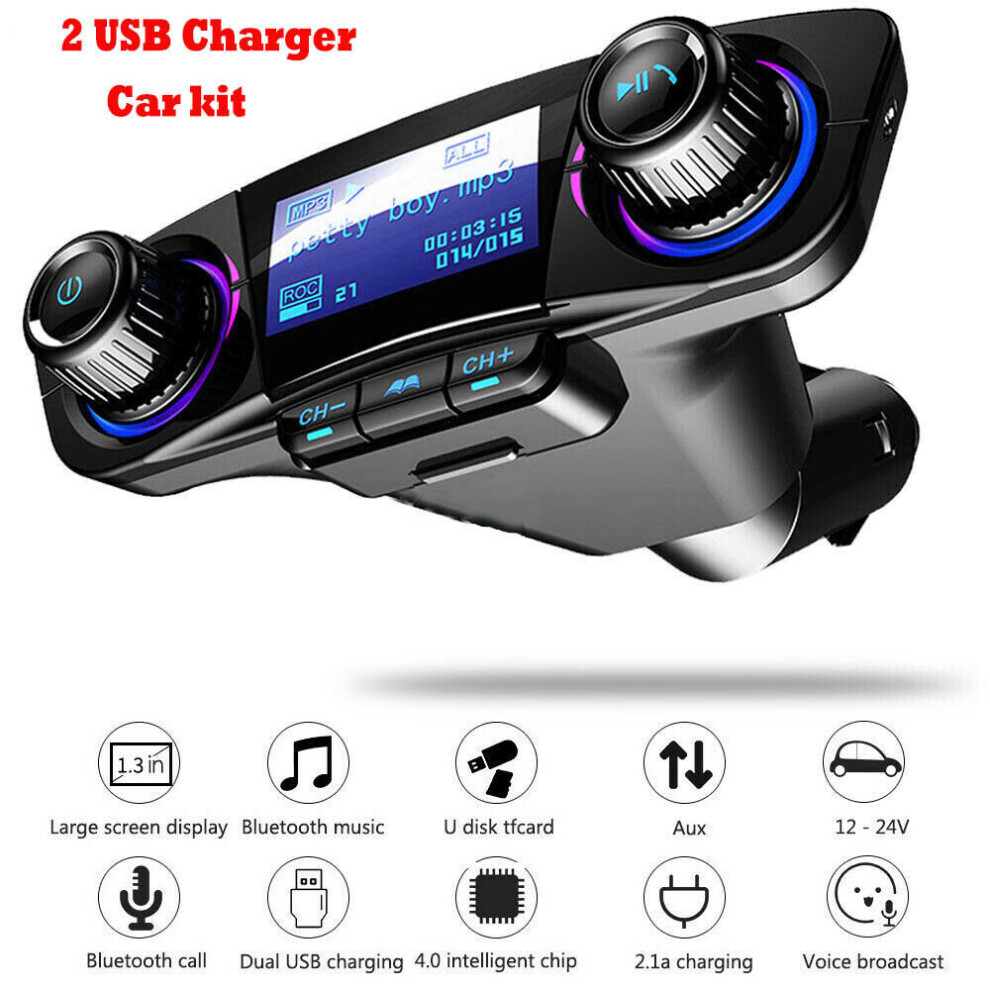 Car Fm Transmitter Kit Wireless Bluetooth Handsfree Mp3 Player Usb Charger Aux 699910732103