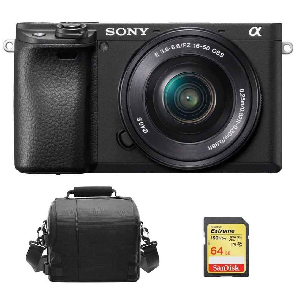 SONY A6400 Black KIT SEL 16-50MM F3.5-5.6 OSS Black + 64GB SD card+Bag
