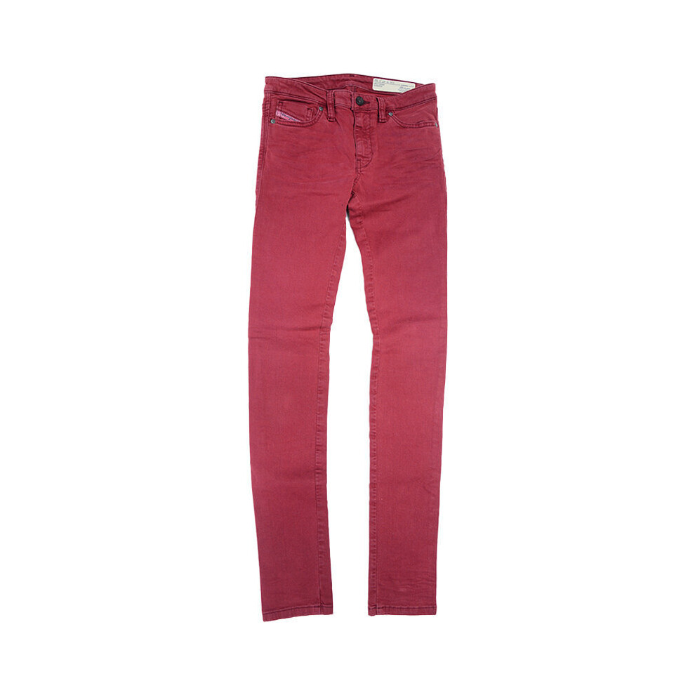 (W27 L32) DIESEL SKINZEE C84BZ Womens Denim Jeans Super Slim Trousers Casual Maroon Pant