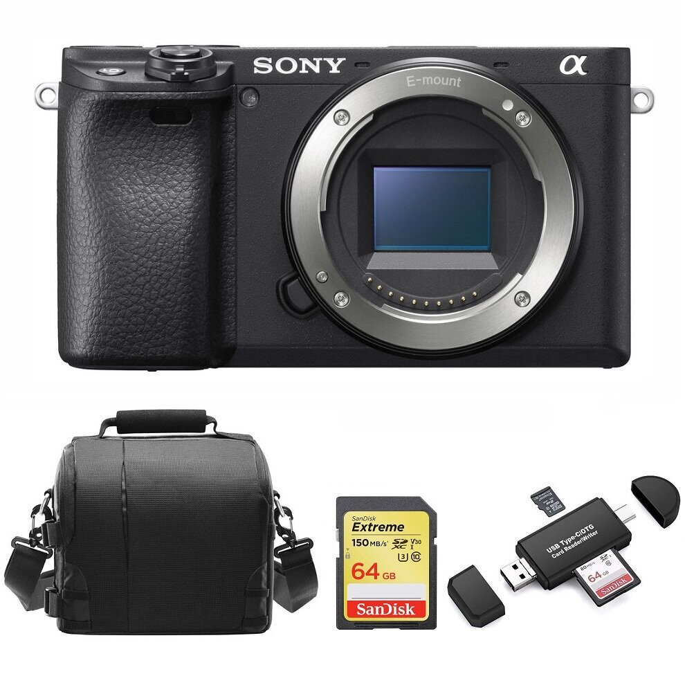 SONY A6400 Body Black + 64GB SD card + camera Bag + Memory Card Reader