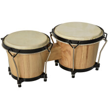 HOMCOM Wooden Bongo Drum Set w/ Sheepskin Drum Head Φ7.75" & Φ7" Tuning Wrench