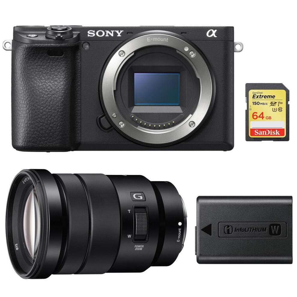 SONY A6400 Black + SONY SEL 18-105MM F4 G OSS + 64GB SD card + NP-FW50