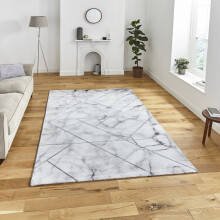 (160x220cm) Craft 23299 Marble Effect Rugs in Ivory Silver Grey Dense Soft Mats
