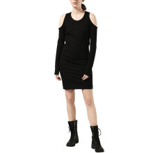 (XS) DIESEL D CECYL 0DAPR Womens Short Dress Cotton Black Long Sleeve Crew neck Tops